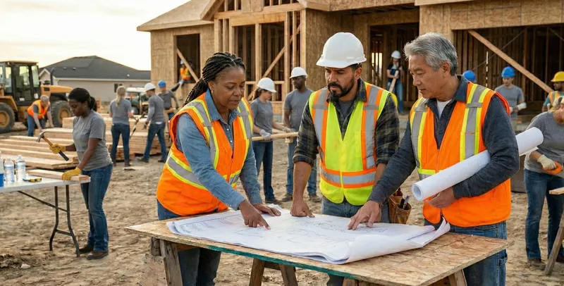 Construction volunteers