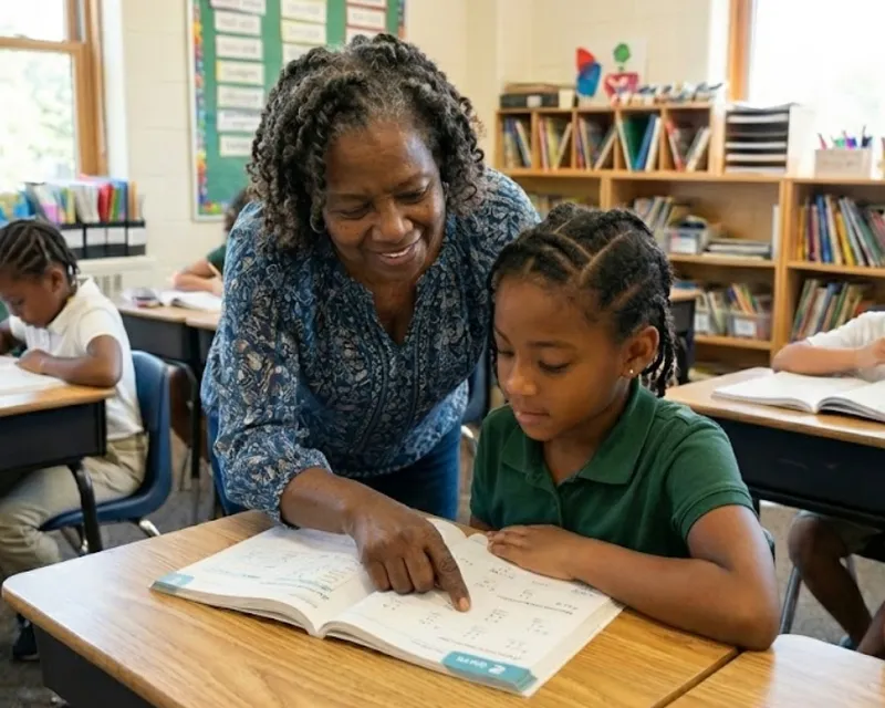 Tutor helping student